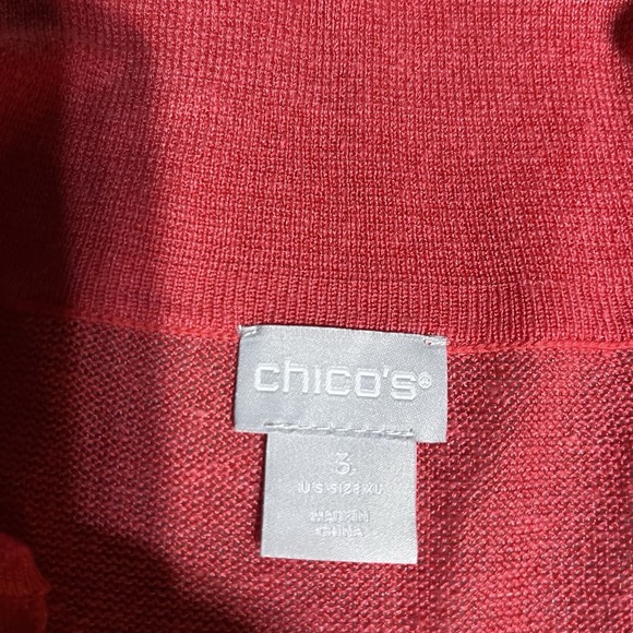 Chicos Top Womens‎ XL Pink Polo Neck Pullover Linen Sweater Coastal Beach Tunic - Picture 4 of 6